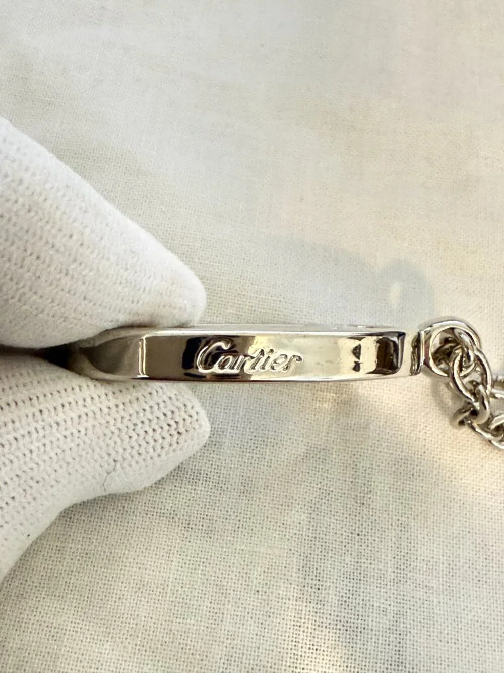$695 Authentic CARTIER Unisex Silver Keychain